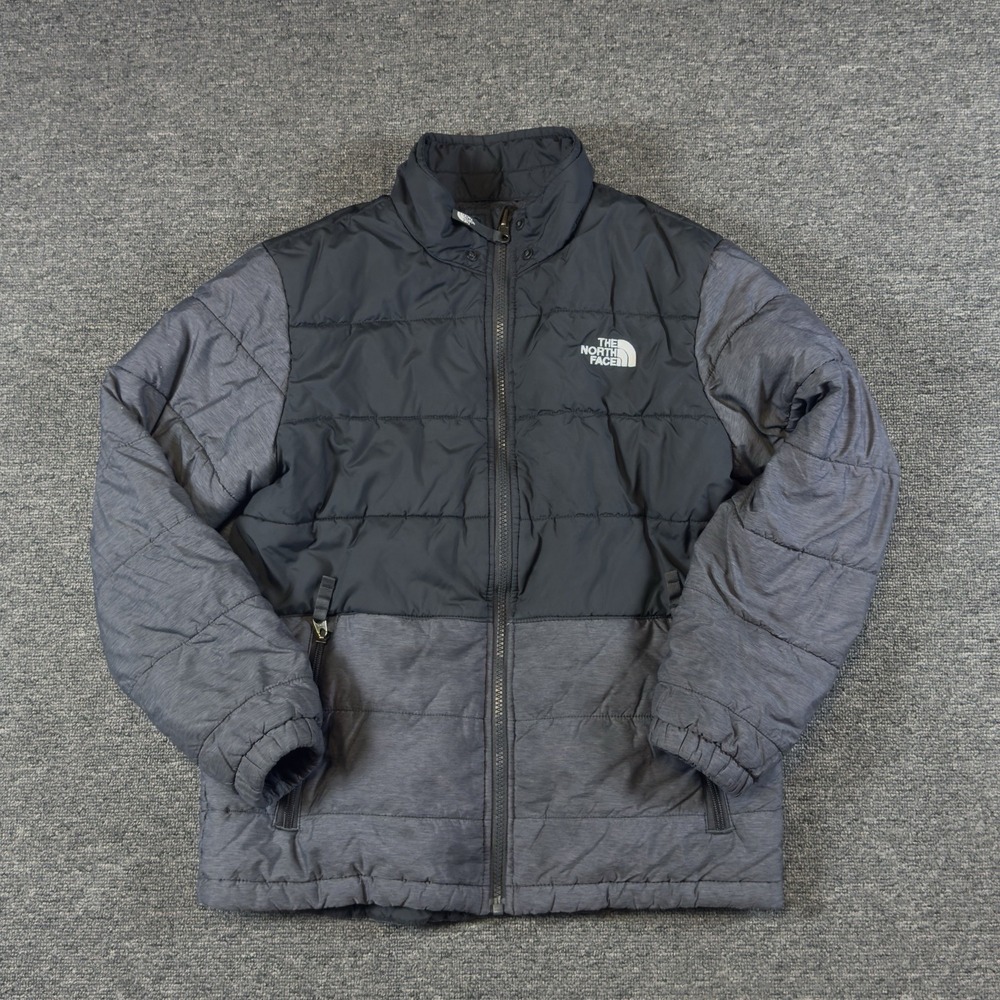 The North Face Gray Reversible Coat Quilted Boys Puffer Jacket Youth Size Large